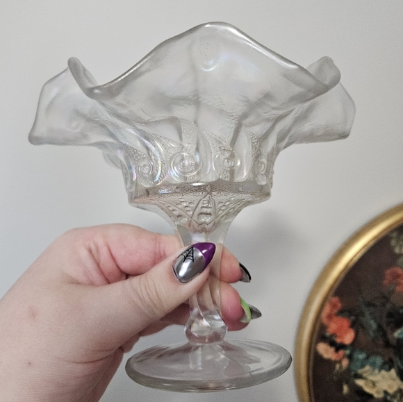 Iridescent Dugan Glass Compote Dish - Picture 5 of 7